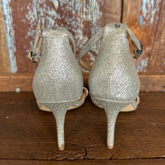 Sam Edelman Patti Ankle Strap Silver Glitter Heels Size 8.5 - Picture 7 of 9